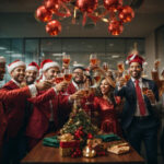 OFFICE STAFF CELEBRATING CHRISTMAS PARTY