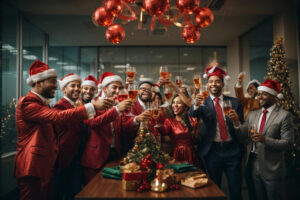OFFICE STAFF CELEBRATING CHRISTMAS PARTY
