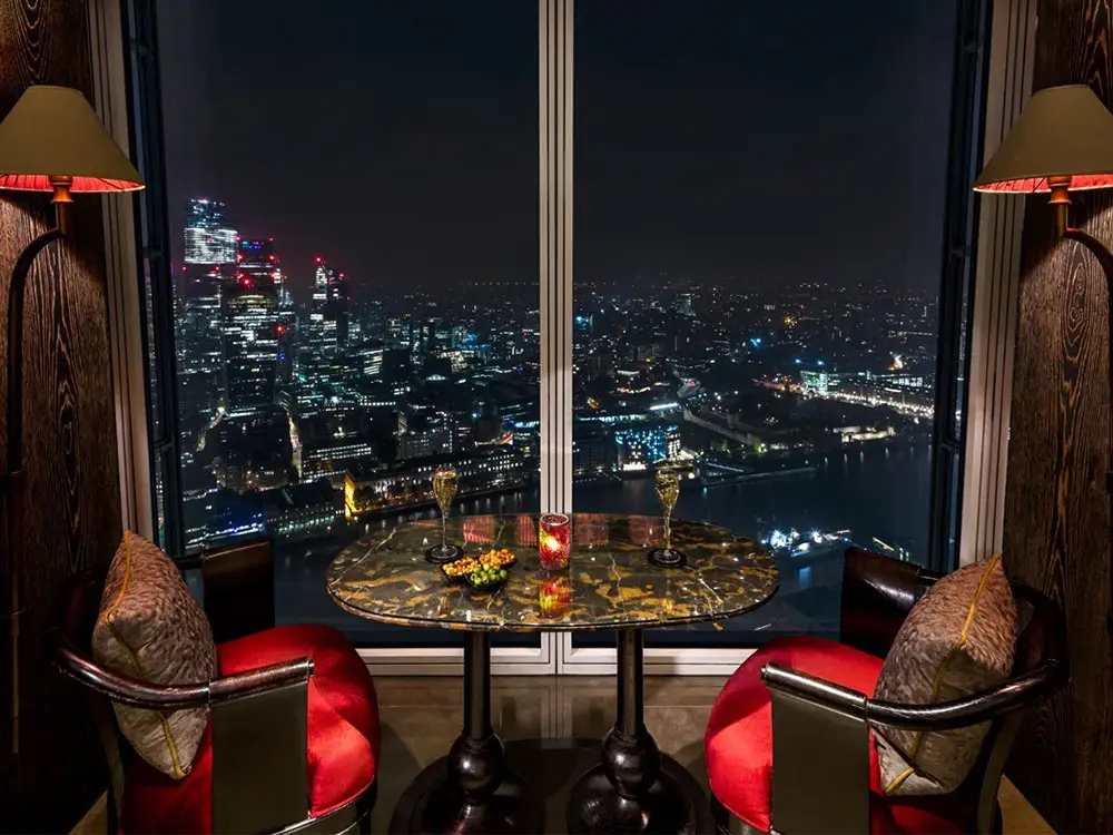 view over central london from Gong Bar at The Shard